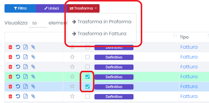 trasforma modello