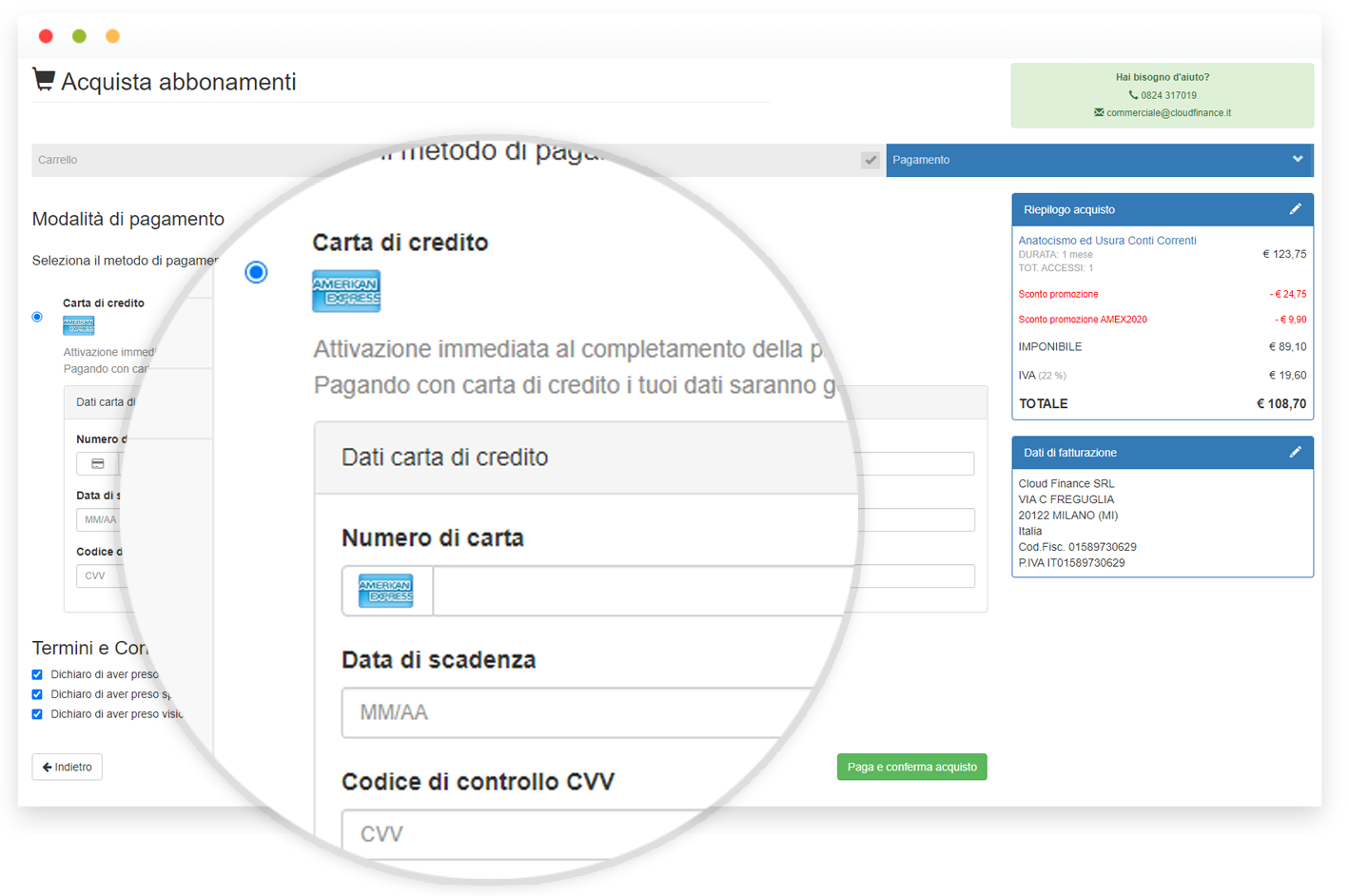 Pagamento con Carta AMEX
