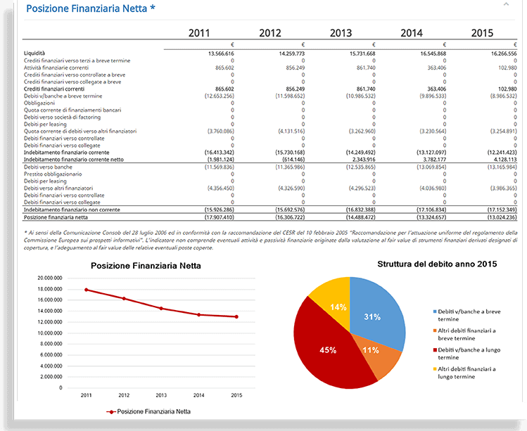 Posizione finanziaria netta