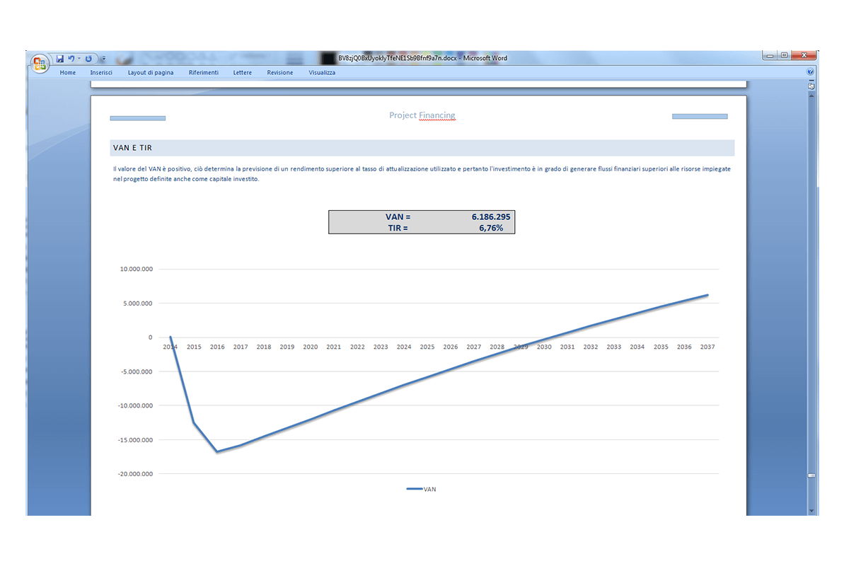 Software Piano Project Financing - VAN E TIR