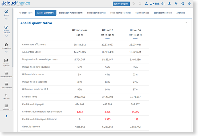 analisi-quantitativa Report Centrale Rischi e Analisi di Bilancio - Analisi quantitativa