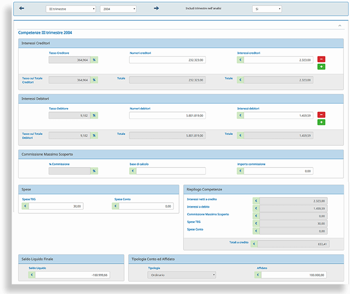 competenze Software Anatocismo e Usura Trimestrale - Competenze