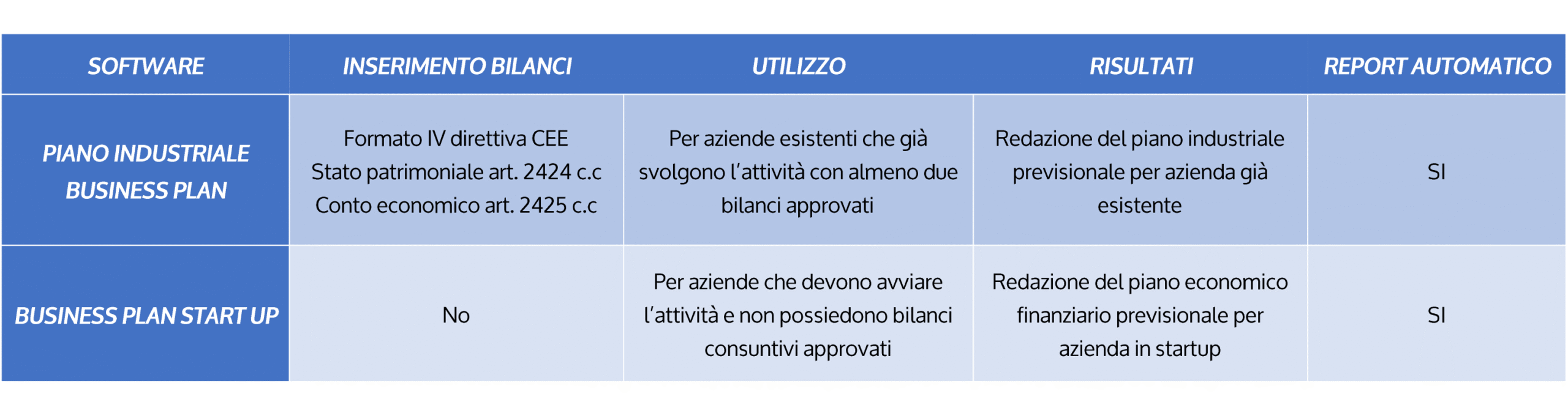Software piano industriale business plan - differenze