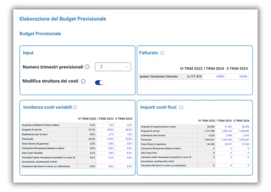 Software Controllo di Gestione - Elaborazione del budget previsionale