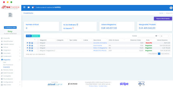 Software di Fatturazione Elettronica FreeInvoice - magazzino