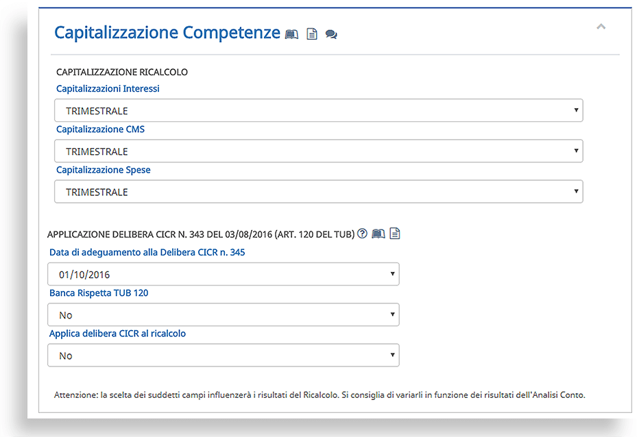 opzioni-ricalcolo (2) Software Anatocismo e Usura Trimestrale - Opzioni Ricalcolo