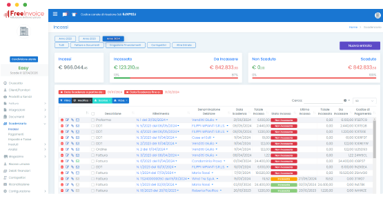 Software di Fatturazione Elettronica FreeInvoice - scadenzario