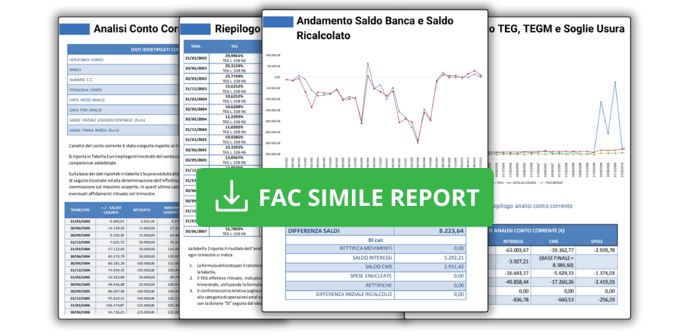 Software Ristrutturazione dei debiti del consumatore - Fac Simile report