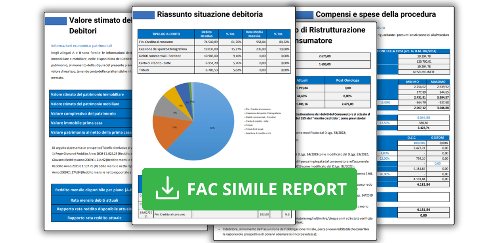 Software Concordato minore - Fac simile report