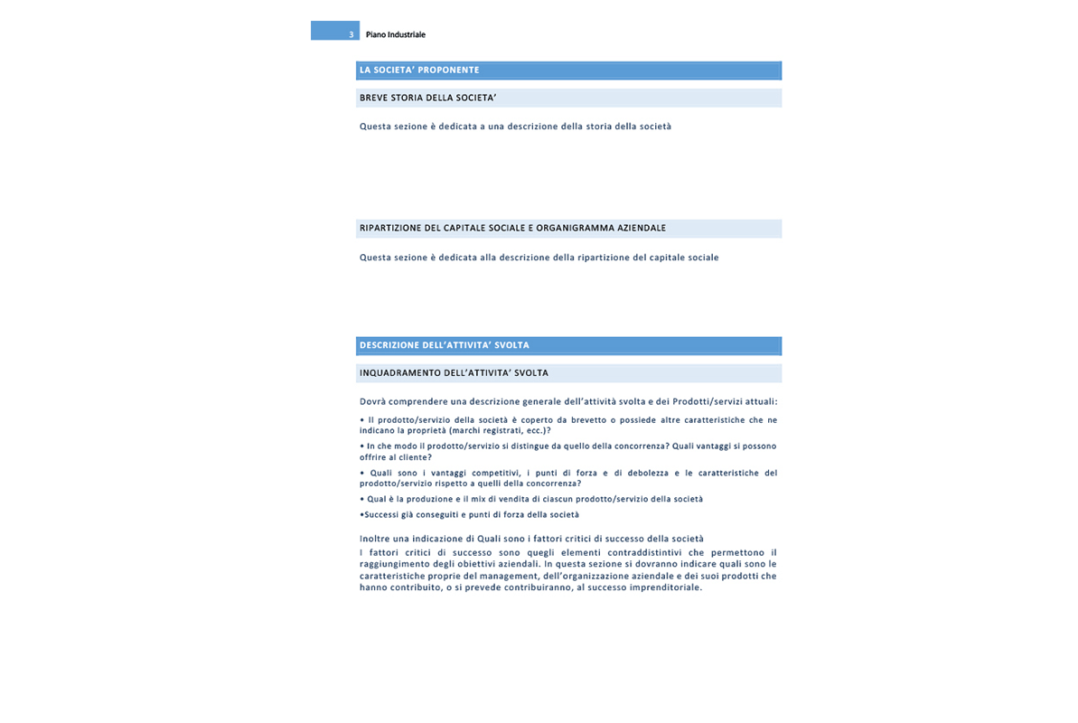 fac simile piano industriale accordo debiti - ripartizione del capitale sociale