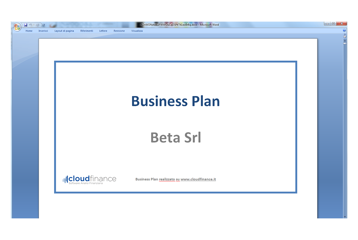 Fac Simile Business Plan Start Up - Report