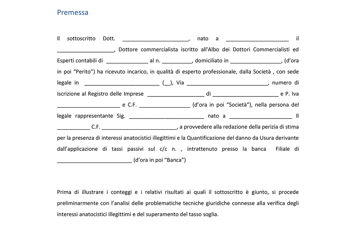 Fac Simile Piano del Consumatore - premessa