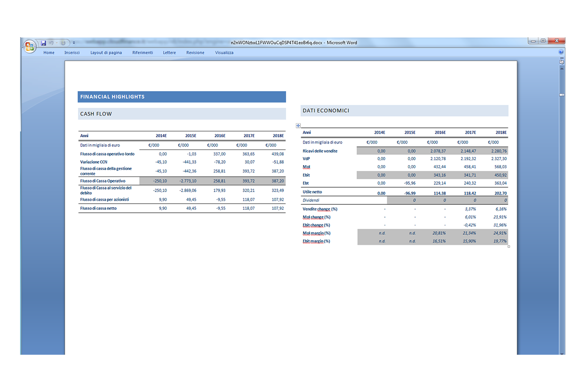 Fac Simile Business Plan Start Up - Cash Flow