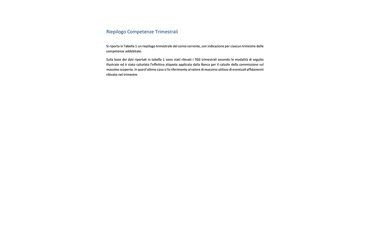 Fac Simile Piano del Consumatore - riepilogo competenze trimestrali