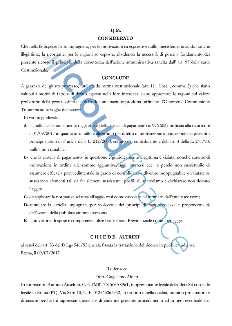 fac simile ricorso cartelle Equitalia - pag 6