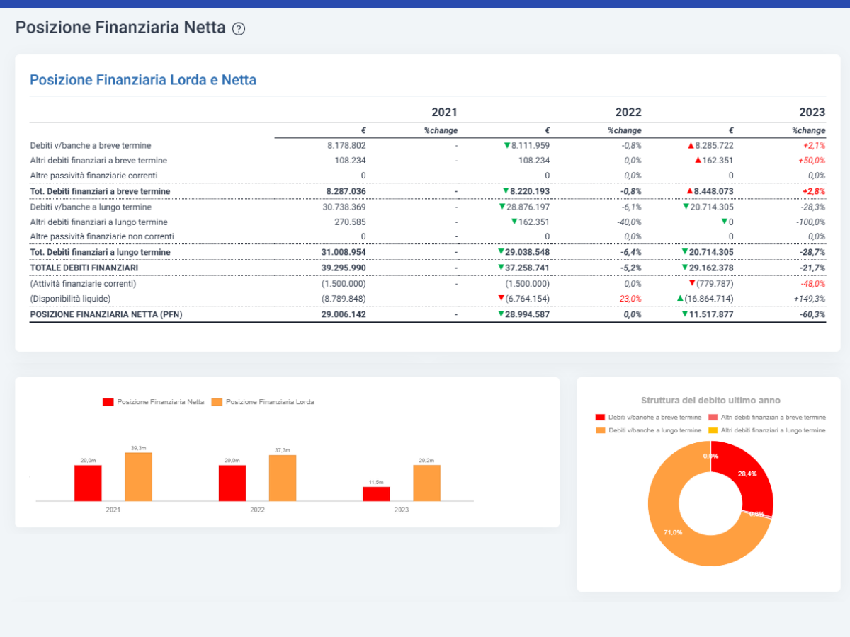  Software Gestione della Crisi e strumenti di allerta - Posizione Finanziaria Netta