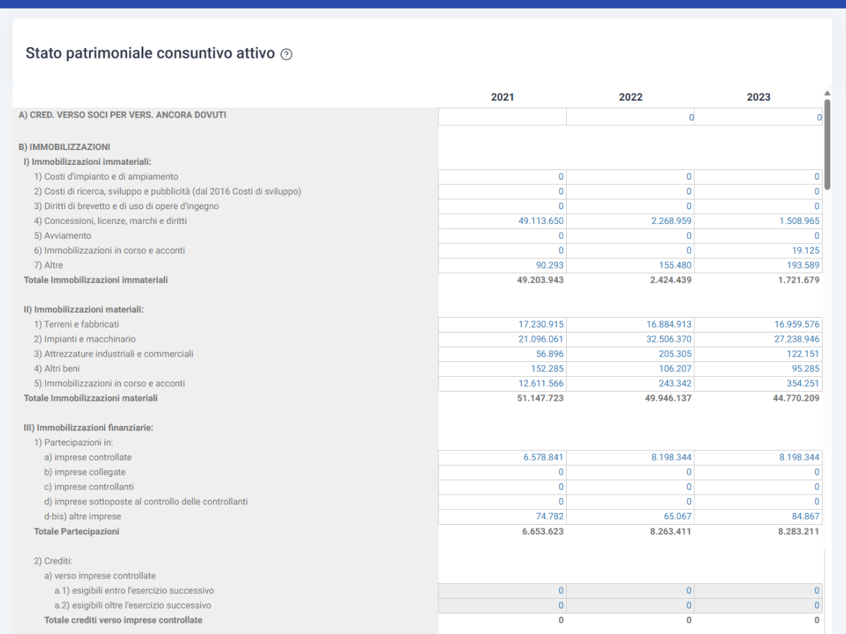 Software Valutazione Aziendale - Inserimento bilancio